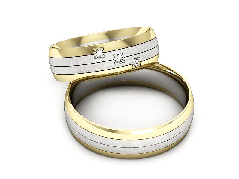 Złote Obrączki z brylantami dwukolorowe - s60220T27bzms — zdjęcie 2