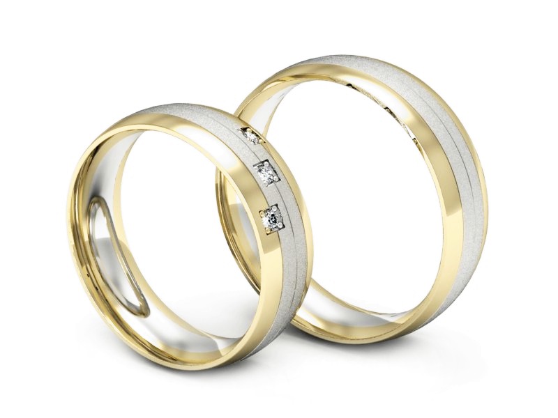 Złote Obrączki z brylantami dwukolorowe - s60220T27bzms — zdjęcie 3