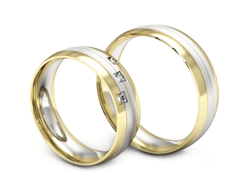 Obrączki z diamentami złoto dwukolorowe 585 - S60220T27zbmp — zdjęcie 3