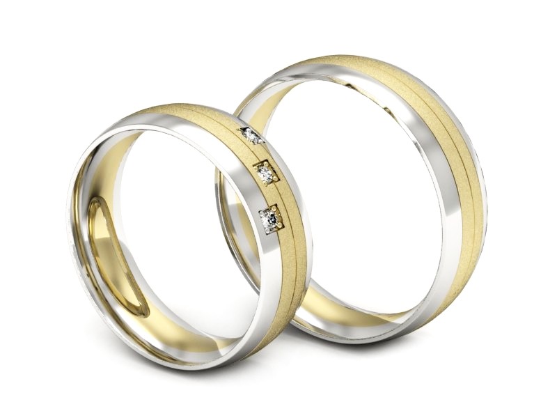 Złote Obrączki z brylantami dwukolorowe - s60220T27zbms — zdjęcie 3