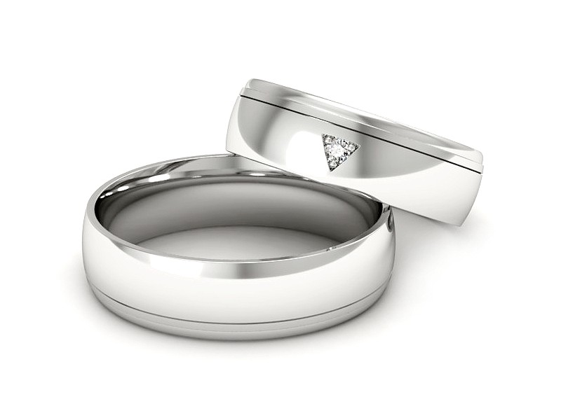 Złote Obrączki z diamentem białe złoto 585 - S62150357b — zdjęcie 3