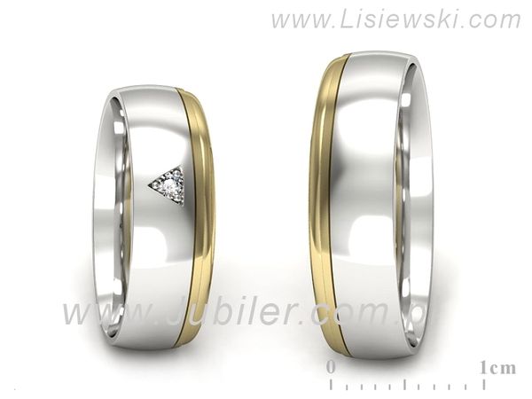 Obraczki z diamentem obrączki ślubne białe i żółte złoto - S62150357bz- 1