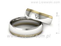 Obraczki z diamentem obrączki ślubne białe i żółte złoto - S62150357bz- 2