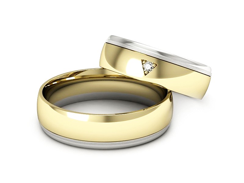 Obrączki z brylantem z żółte i białe złoto - S62150357bzm — zdjęcie 2