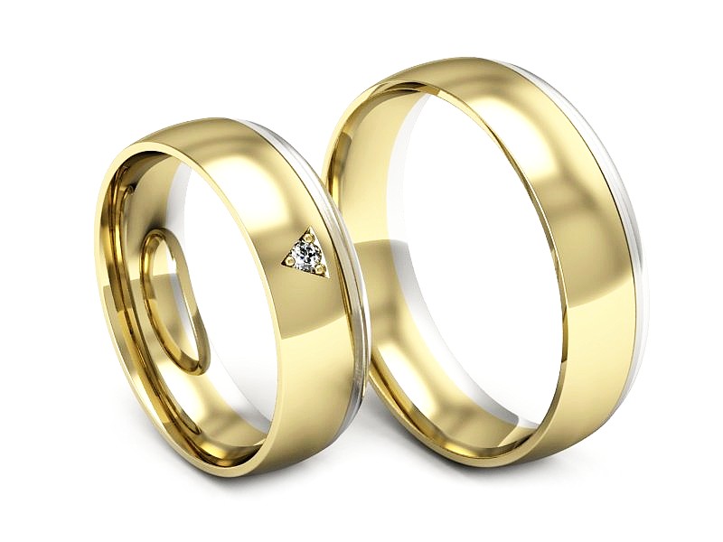 Obrączki z brylantem z żółte i białe złoto - S62150357bzm — zdjęcie 3