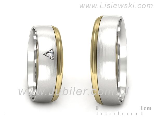 Obraczki z diamentem obrączki ślubne białe i żółte złoto - S62150357bzmp- 1