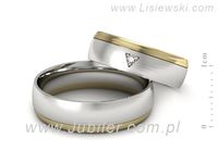 Obraczki z diamentem obrączki ślubne białe i żółte złoto - S62150357bzmp- 2