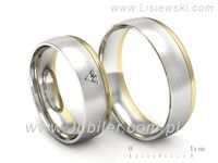 Obraczki z diamentem obrączki ślubne białe i żółte złoto - S62150357bzmp- 3