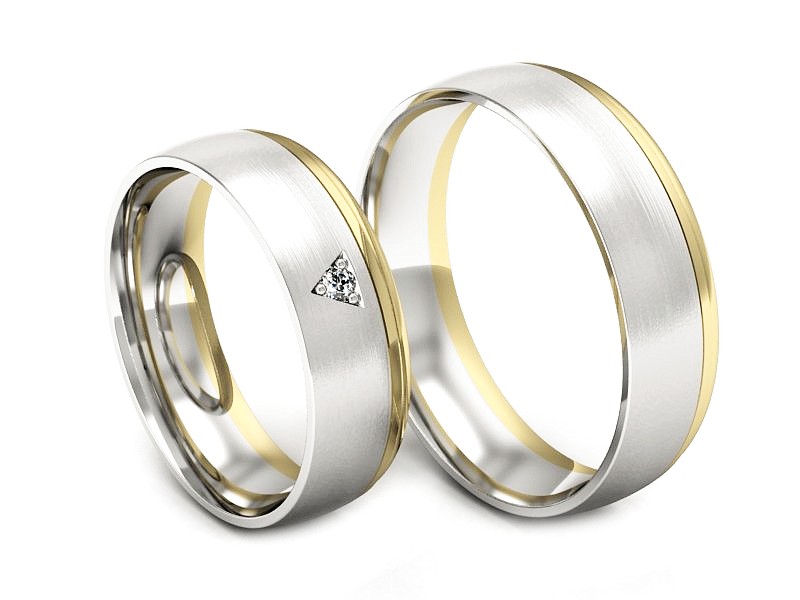 Obraczki z diamentem białe i żółte złoto - S62150357bzmp — zdjęcie 3