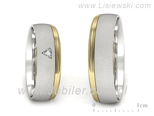 Obraczki z diamentem obrączki ślubne białe i żółte złoto - S62150357bzms- 1