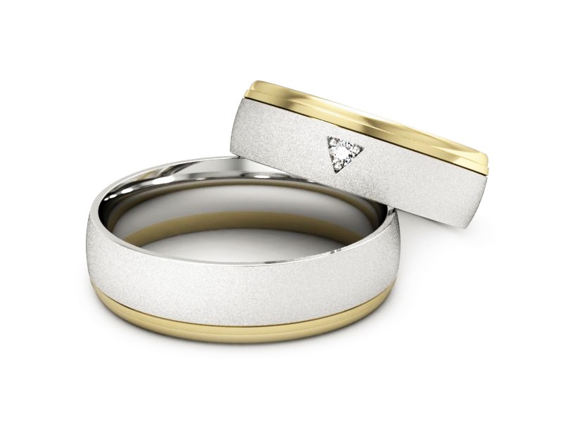 Obraczki z diamentem białe i żółte złoto - S62150357bzms — zdjęcie 2