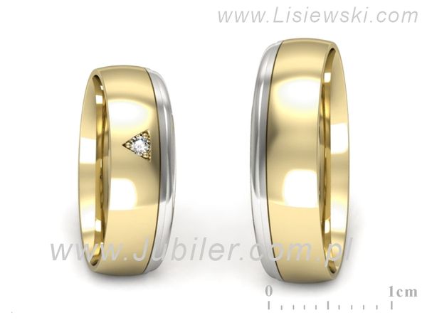Obrączki ślubne obraczki z diamentem dwukolorowe złoto 585 - S62150357zb- 1