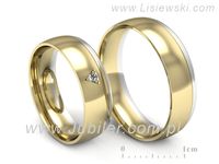 Obrączki ślubne obraczki z diamentem dwukolorowe złoto 585 - S62150357zb- 3