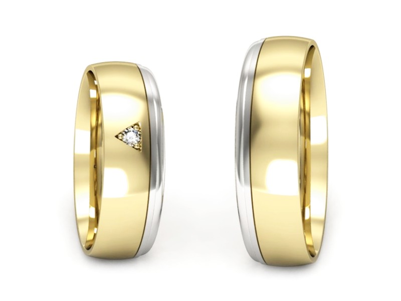 Obrączki z diamentem dwukolorowe złoto 585 - S62150357zb