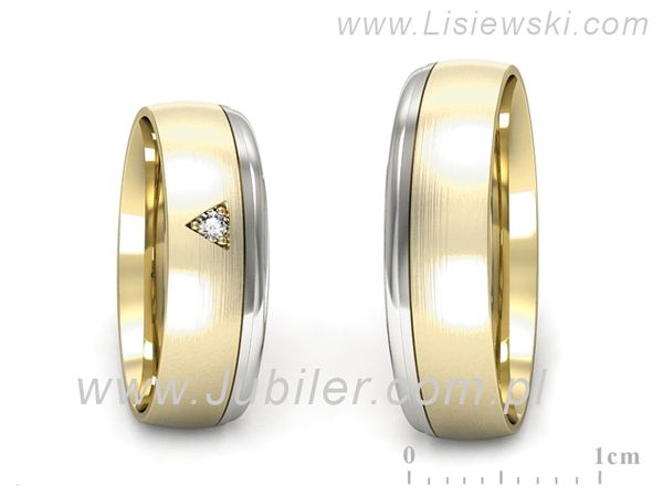 Obrączki ślubne obraczki z diamentem białe i żółte złoto - S62150357zbmp- 1