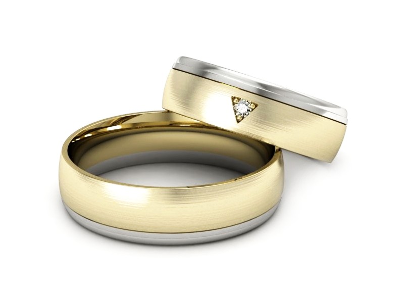 Obrączki z diamentem białe i żółte złoto - S62150357zbmp — zdjęcie 2