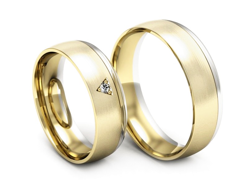 Obrączki z diamentem białe i żółte złoto - S62150357zbmp — zdjęcie 3