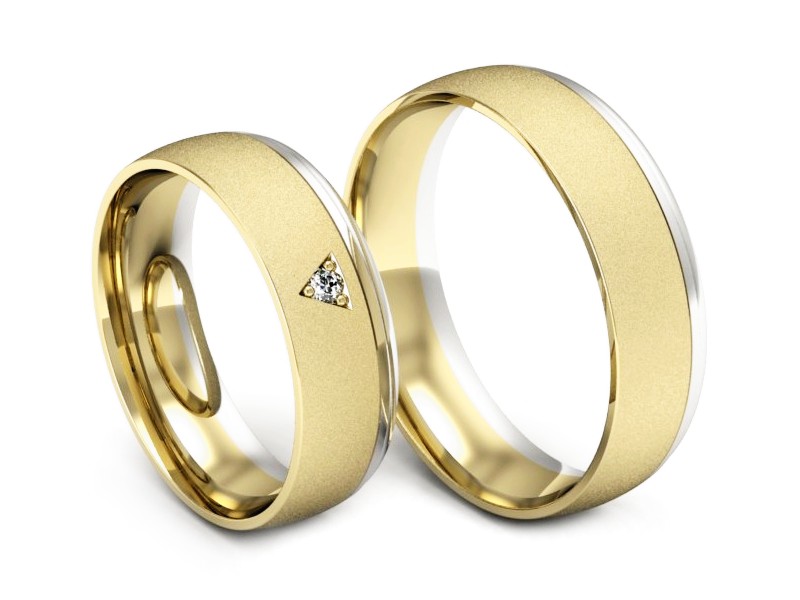 Obrączki z diamentem białe i żółte złoto - S62150357zbms — zdjęcie 3