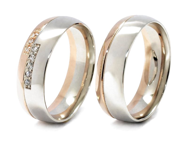 Obrączki z diamentami złote białe i różowe - s62160n19 — zdjęcie 3