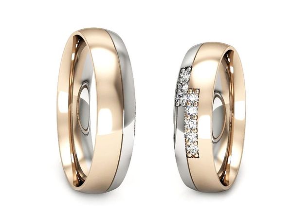 Obrączki ślubne obrączki z diamentami złote białe i różowe - s62160n19cb- 1