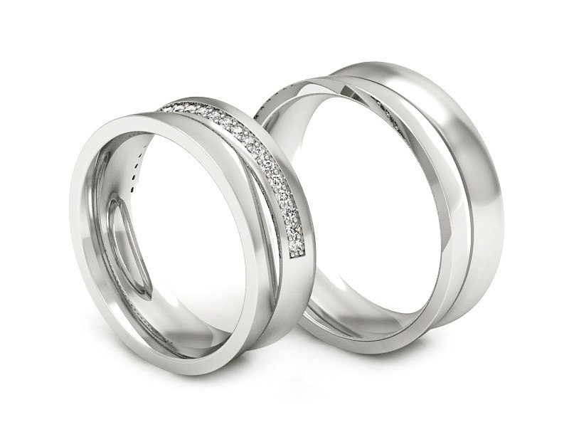 Złote Obrączki z diamentami Obrączki złoto 585 - S65180T69B — zdjęcie 3