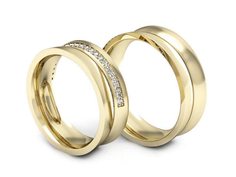 Obrączki z brylantami złote żółte złoto 14k - S65180T69Z — zdjęcie 3