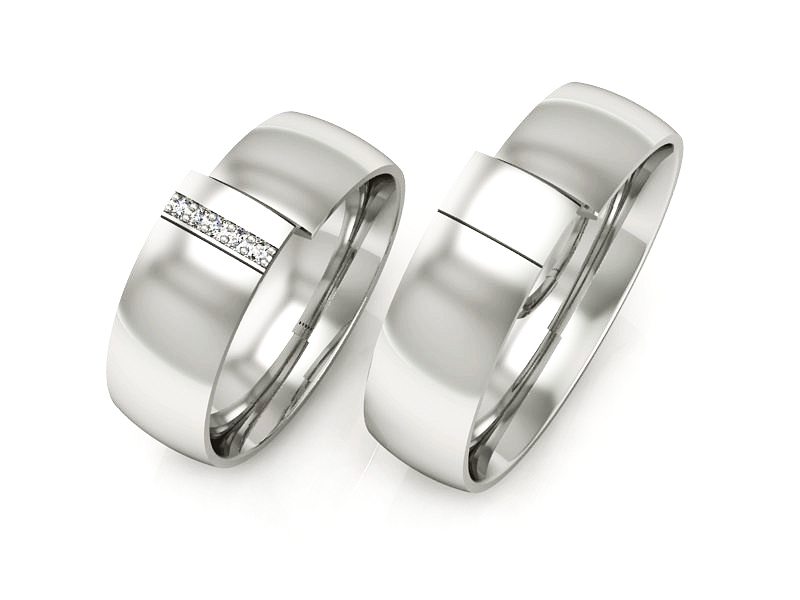 Obrączki z diamentami soczewkowe białe 585 - S75145T83b — zdjęcie 3