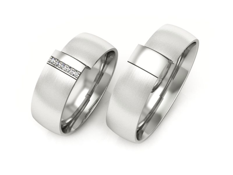 Obrączki z diamentami soczewkowe białe 585 - S75145T83bmp — zdjęcie 3