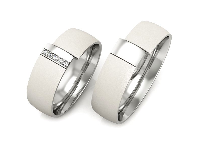 Obrączki z diamentami nowoczesne białe 585 - S75145T83bms — zdjęcie 3