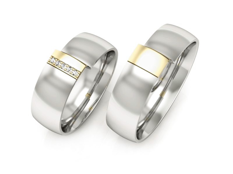 Obrączki z diamentami dwukolorowe obraczki - S75145T83bz — zdjęcie 3