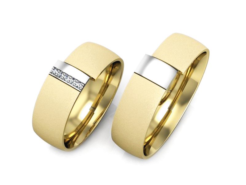 Obrączki z brylantami dwukolorowe obrączki - S75145T83zbms — zdjęcie 3