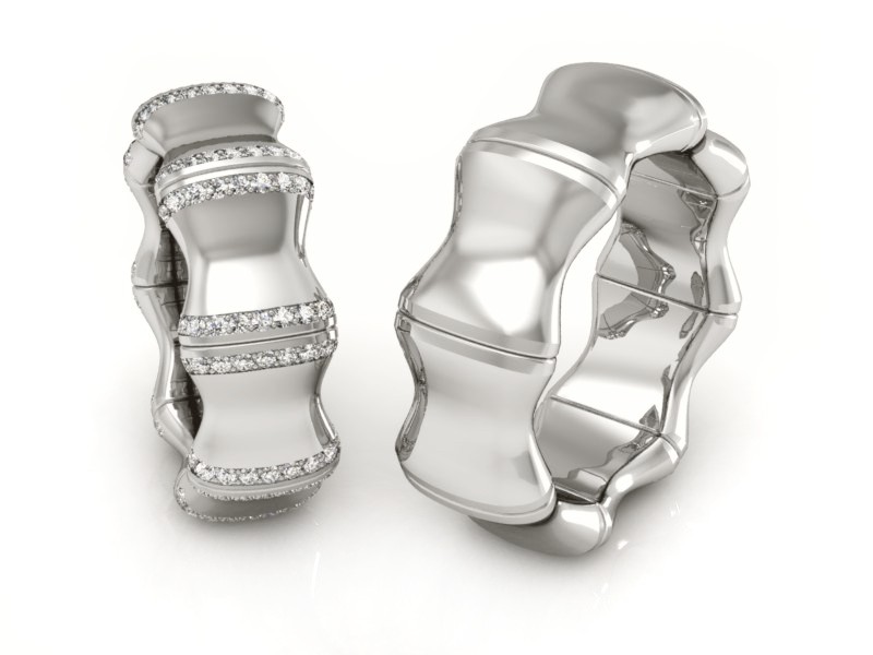 Złote Obrączki z brylantami białe złoto 585 - S81330T95b — zdjęcie 3