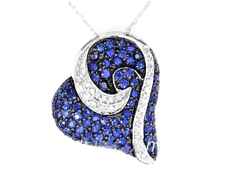 Wisiorek z szafirem i brylantami białe złoto - serce_szaf_br — zdjęcie 3