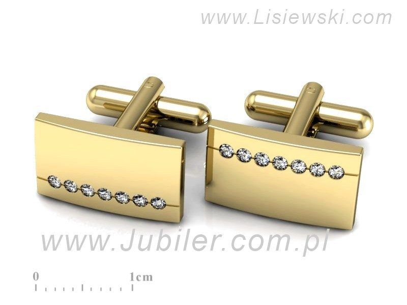 Śliczne złote spinki z brylantami na prezent dla mężczyzny - Sp002z