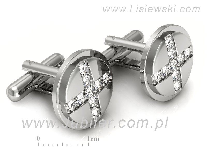 Spinki z brylantami na prezent białe złoto 585 - Sp003b — zdjęcie 3