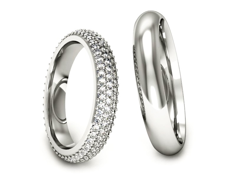 Złote Obrączki z brylantami białe złoto 585 - sp35200T88b — zdjęcie 3