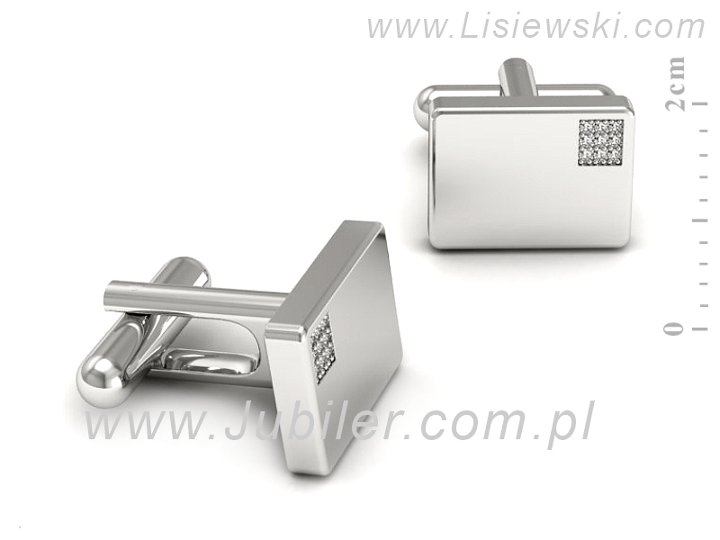 Spinki z brylantami dla mężczyzny białe złoto - spin0002b — zdjęcie 2