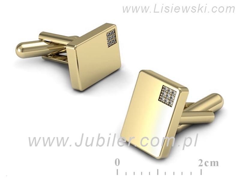 Spinki męskie z brylantami na prezent złoto 585 - spin0002z — zdjęcie 3