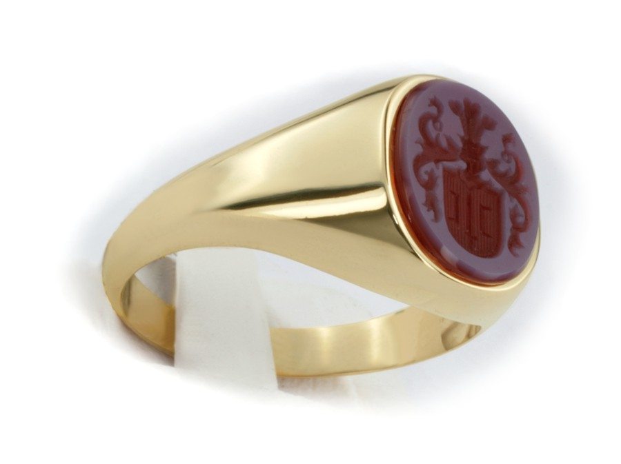 Sygnet złoty sygnet z herbem herb z labrami - syg_chlud — zdjęcie 2