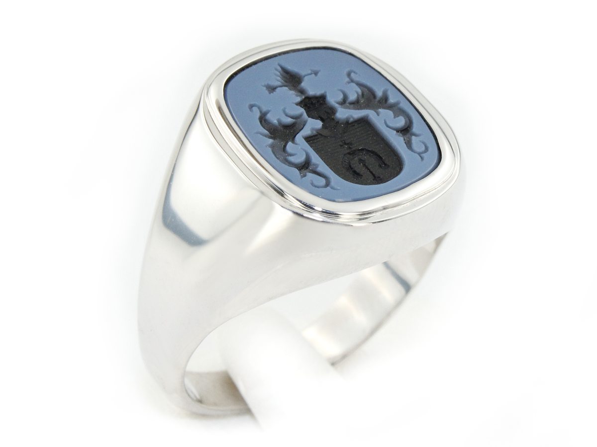 Sygnet herbowy sygnetówka onyks białe złoto - syg_dolega — zdjęcie 2