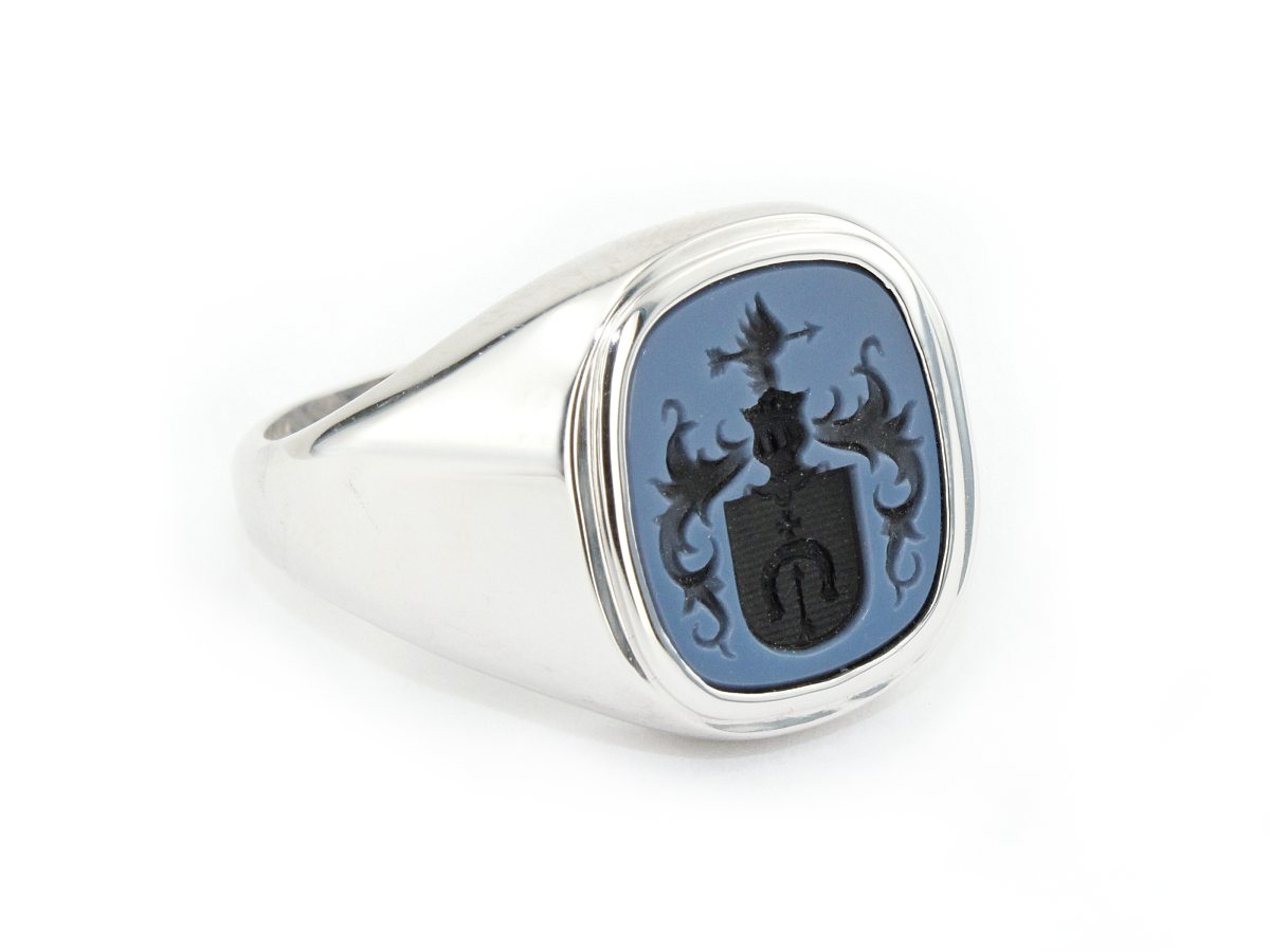 Sygnet herbowy sygnetówka onyks białe złoto - syg_dolega — zdjęcie 3