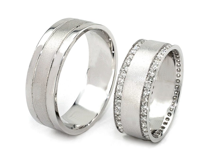 Obrączki z diamentami białe złoto 585 - szer7mm_080ct_VS_o_ — zdjęcie 3