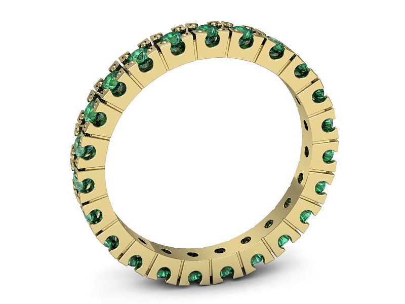 Obrączka z cyrkoniami szmaragdowymi żółte złoto - 2057zsm — zdjęcie 2