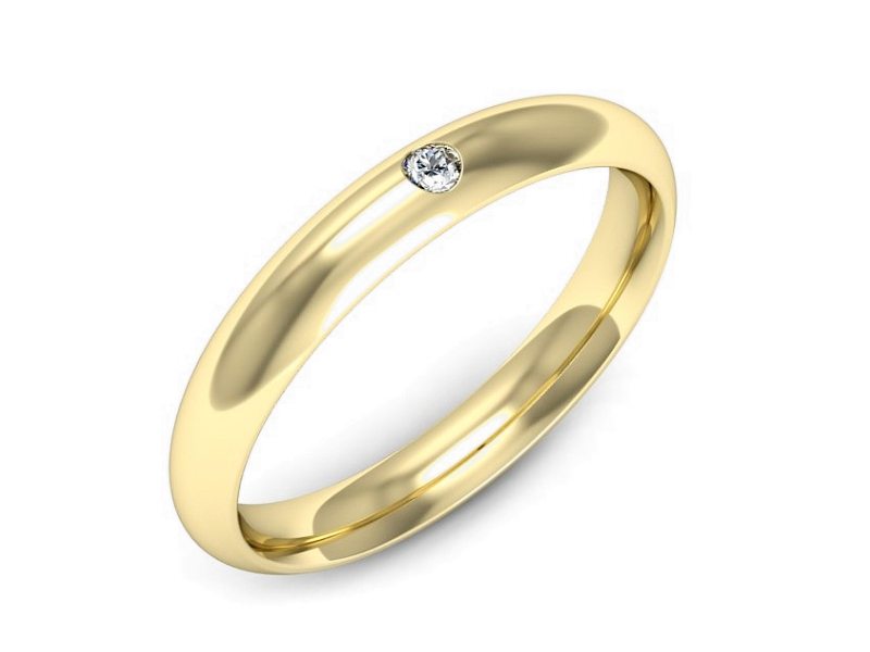 Złoty Pierścionek z brylantem żółte złoto - w00015br_Si_H