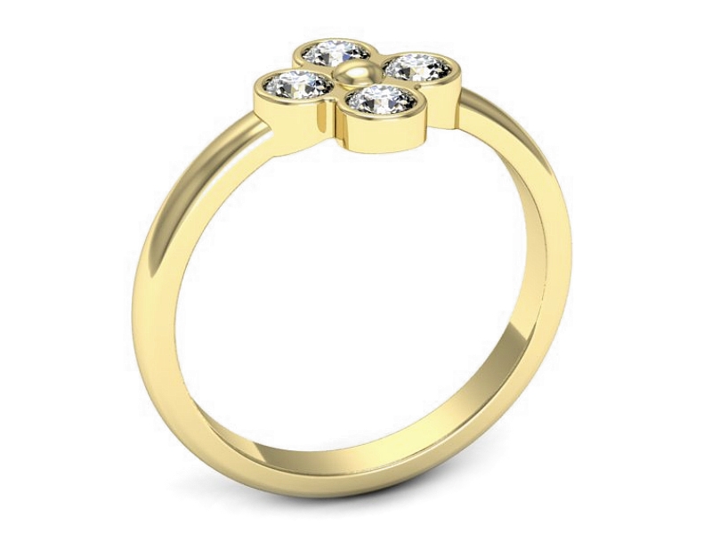 Złoty Pierścionek z brylantami żółte złoto - w00016br_Si_H — zdjęcie 3