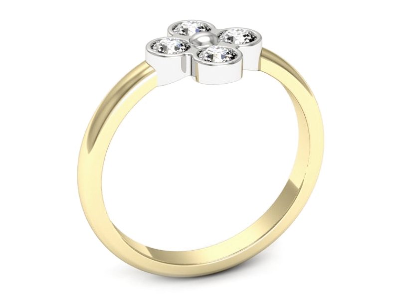 Pierścionek z diamentami żółte i białe złoto - w00016zb_Si — zdjęcie 3
