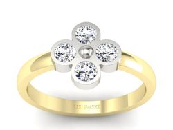 Pierścionek z diamentami w dwukolorowym złocie - w00016zb_Si