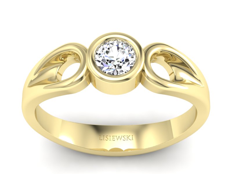 Złoty Pierścionek z brylantem żółte złoto - w00019br_Si_H