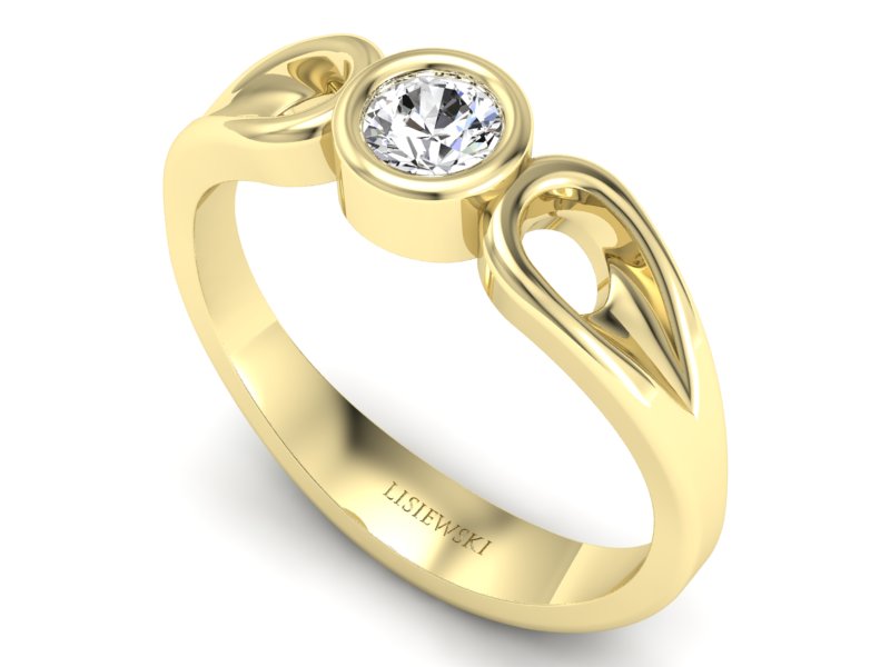 Złoty Pierścionek z brylantem żółte złoto - w00019br_VS_H — zdjęcie 3