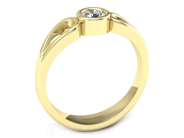 Pierścionek zaręczynowy z brylantem żółte złoto - w00019z